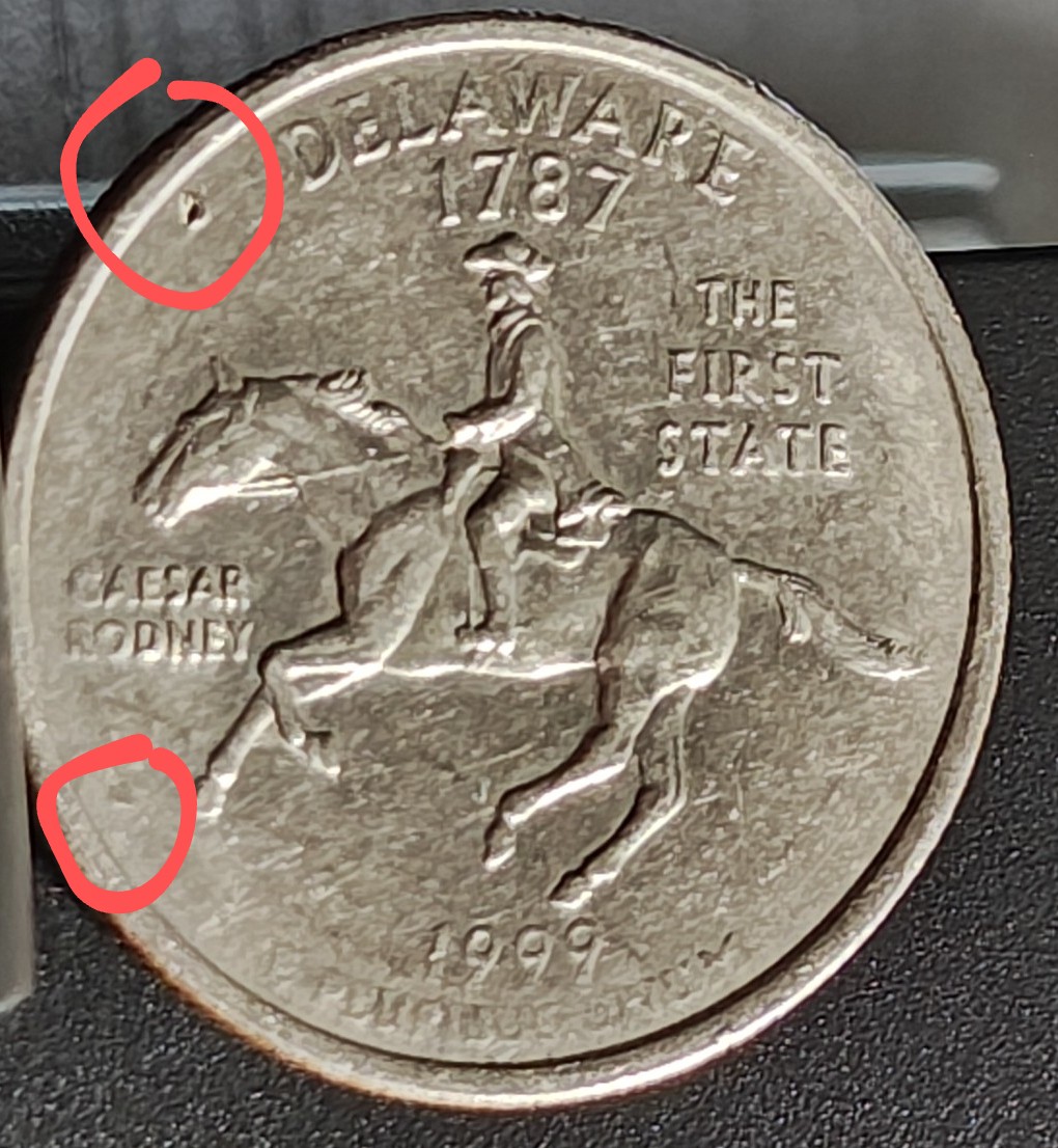Weird-1999-D-Delaware-Quarter-Die-Chips-?